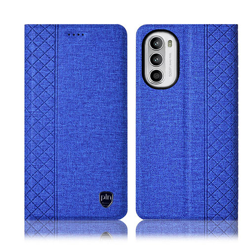 Cloth Case Stands Flip Cover H12P for Motorola Moto Edge (2022) 5G Blue