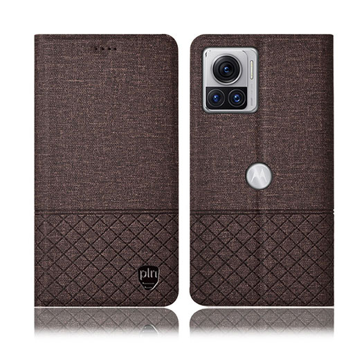 Cloth Case Stands Flip Cover H12P for Motorola Moto Edge 30 Ultra 5G Brown