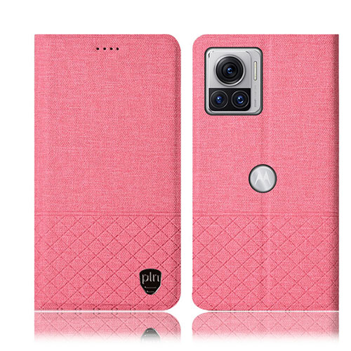 Cloth Case Stands Flip Cover H12P for Motorola Moto Edge 30 Ultra 5G Pink