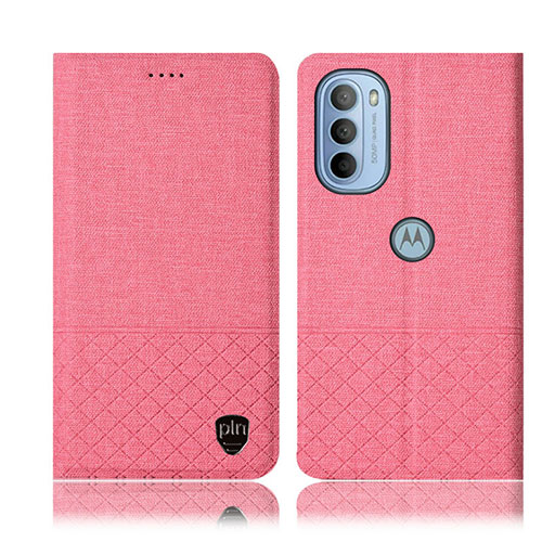 Cloth Case Stands Flip Cover H12P for Motorola Moto G31 Pink