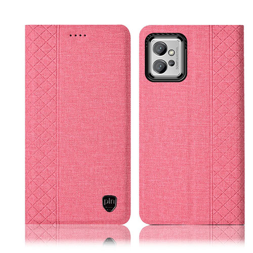 Cloth Case Stands Flip Cover H12P for Motorola Moto G32 Pink