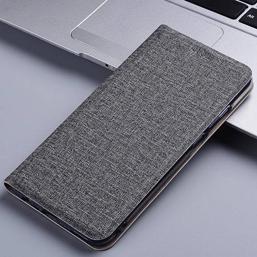 Cloth Case Stands Flip Cover H12P for OnePlus 12R 5G Gray