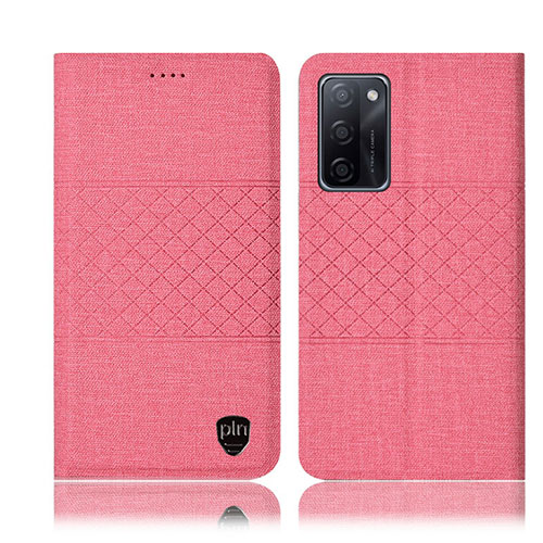 Cloth Case Stands Flip Cover H12P for Oppo A55S 5G Pink