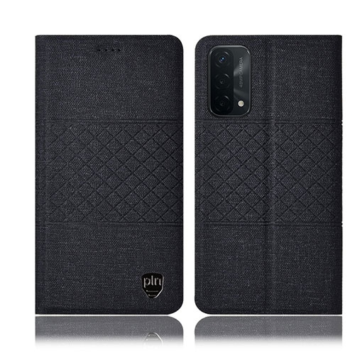 Cloth Case Stands Flip Cover H12P for Oppo A74 5G Black