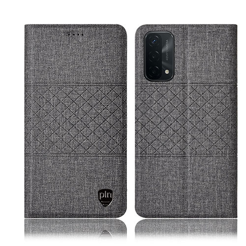 Cloth Case Stands Flip Cover H12P for Oppo A74 5G Gray