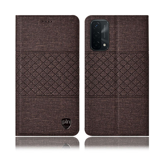 Cloth Case Stands Flip Cover H12P for Oppo A93 5G Brown