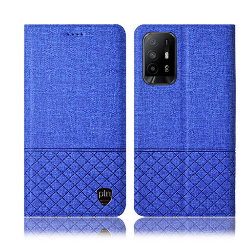 Cloth Case Stands Flip Cover H12P for Oppo A94 5G Blue