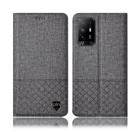 Cloth Case Stands Flip Cover H12P for Oppo A95 5G Gray