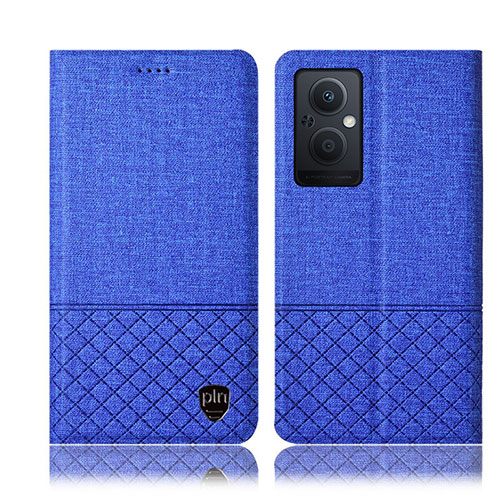 Cloth Case Stands Flip Cover H12P for Oppo F21s Pro 5G Blue