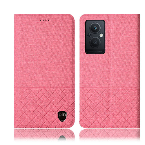 Cloth Case Stands Flip Cover H12P for Oppo F21s Pro 5G Pink