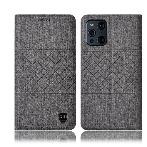 Cloth Case Stands Flip Cover H12P for Oppo Find X3 Pro 5G Gray