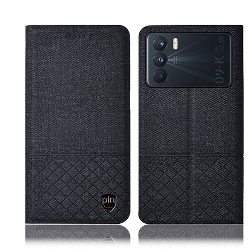 Cloth Case Stands Flip Cover H12P for Oppo K9 Pro 5G Black