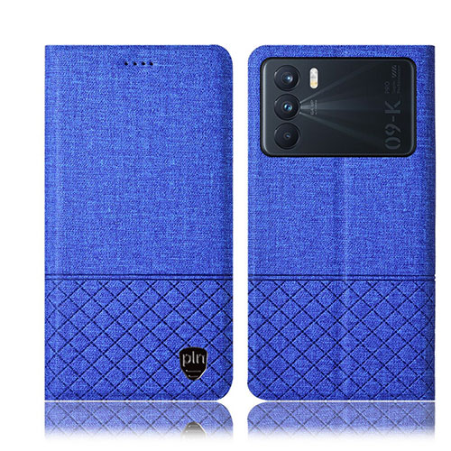 Cloth Case Stands Flip Cover H12P for Oppo K9 Pro 5G Blue