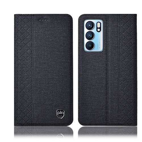 Cloth Case Stands Flip Cover H12P for Oppo Reno6 5G Black