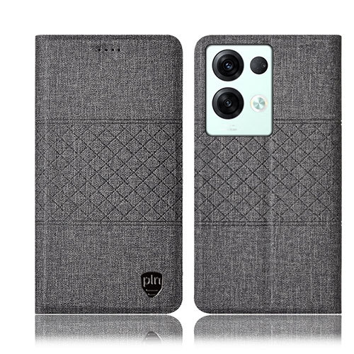 Cloth Case Stands Flip Cover H12P for Oppo Reno8 Pro+ Plus 5G Gray