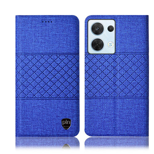 Cloth Case Stands Flip Cover H12P for Oppo Reno9 5G Blue