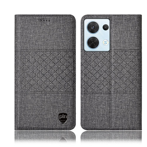 Cloth Case Stands Flip Cover H12P for Oppo Reno9 5G Gray