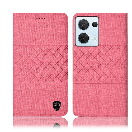 Cloth Case Stands Flip Cover H12P for Oppo Reno9 Pro 5G Pink