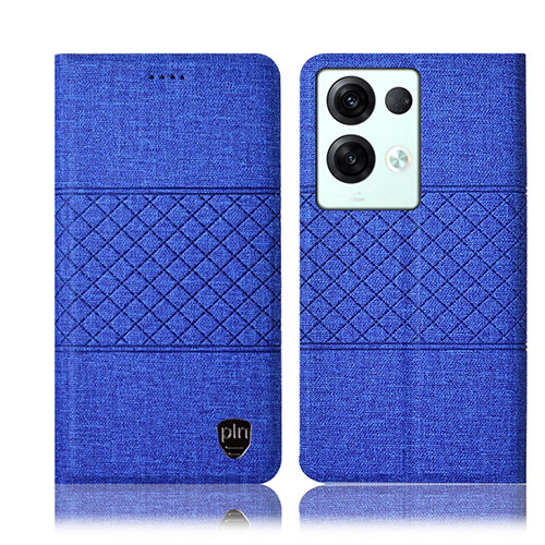 Cloth Case Stands Flip Cover H12P for Oppo Reno9 Pro+ Plus 5G Blue