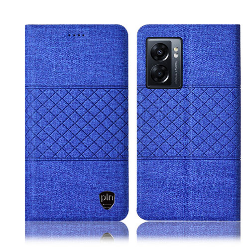 Cloth Case Stands Flip Cover H12P for Realme Q5i 5G Blue