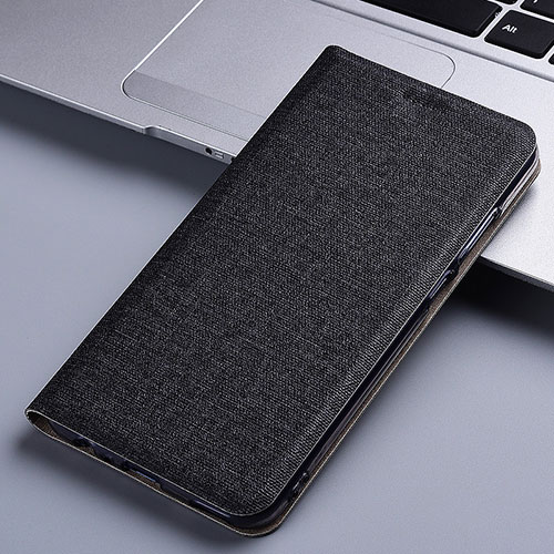 Cloth Case Stands Flip Cover H12P for Samsung Galaxy F02S SM-E025F Black