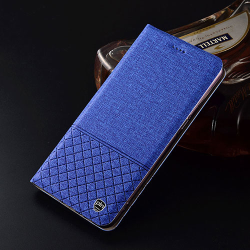 Cloth Case Stands Flip Cover H12P for Samsung Galaxy M11 Blue
