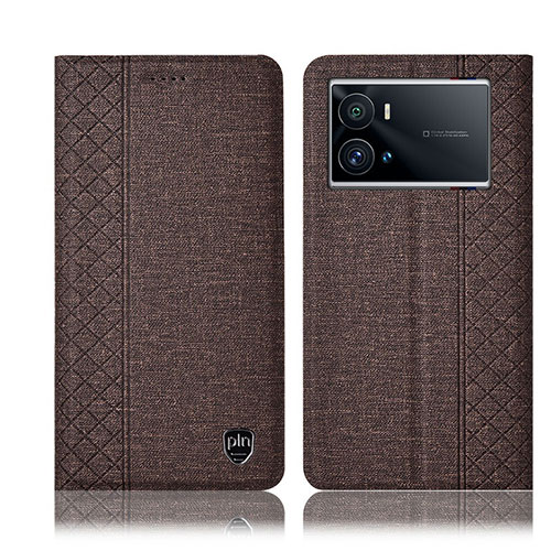 Cloth Case Stands Flip Cover H12P for Vivo iQOO 9 5G Brown