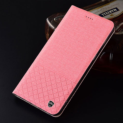 Cloth Case Stands Flip Cover H12P for Vivo V27e 5G Pink