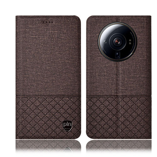 Cloth Case Stands Flip Cover H12P for Xiaomi Mi 12 Ultra 5G Brown