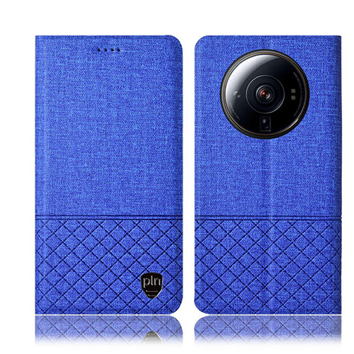 Cloth Case Stands Flip Cover H12P for Xiaomi Mi 12S Ultra 5G Blue