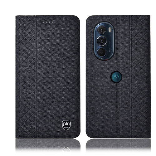 Cloth Case Stands Flip Cover H13P for Motorola Moto Edge 30 Pro 5G Black