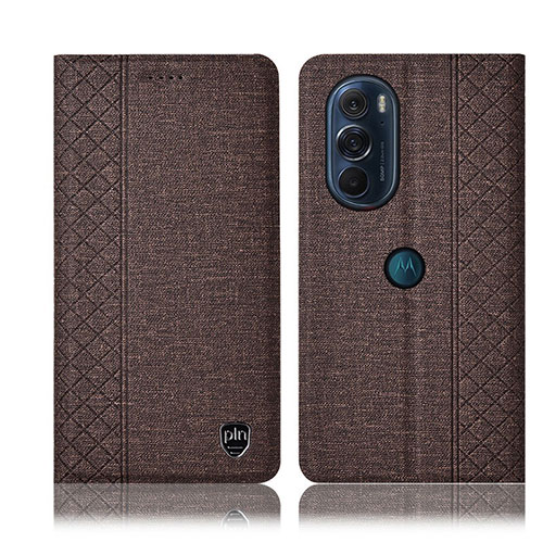 Cloth Case Stands Flip Cover H13P for Motorola Moto Edge 30 Pro 5G Brown