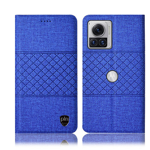 Cloth Case Stands Flip Cover H13P for Motorola Moto Edge 30 Ultra 5G Blue