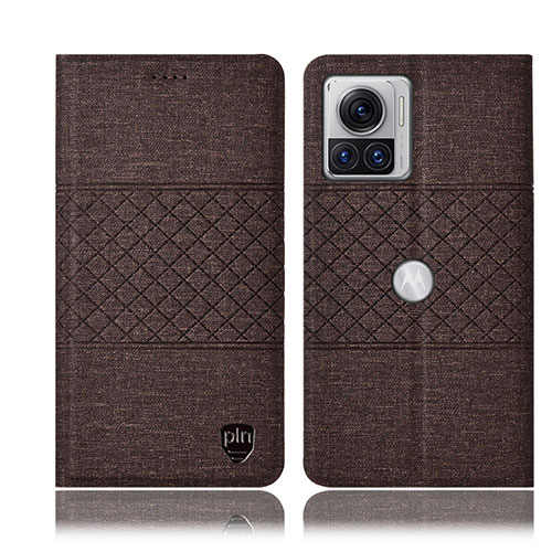 Cloth Case Stands Flip Cover H13P for Motorola Moto Edge 30 Ultra 5G Brown