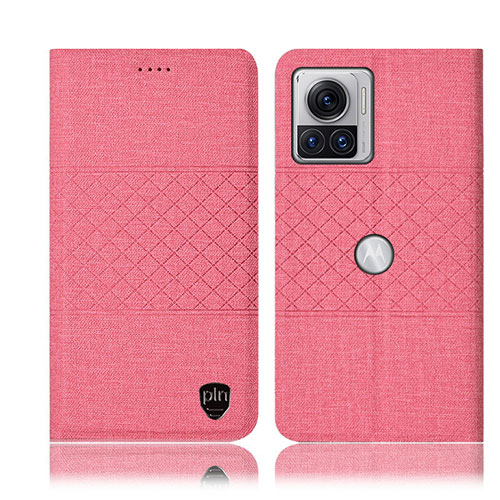 Cloth Case Stands Flip Cover H13P for Motorola Moto Edge X30 Pro 5G Pink