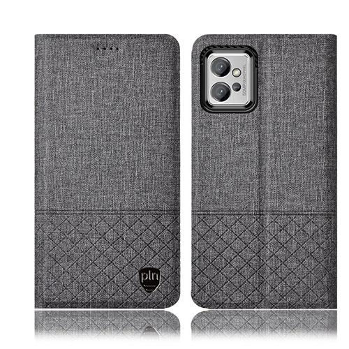 Cloth Case Stands Flip Cover H13P for Motorola Moto G32 Gray