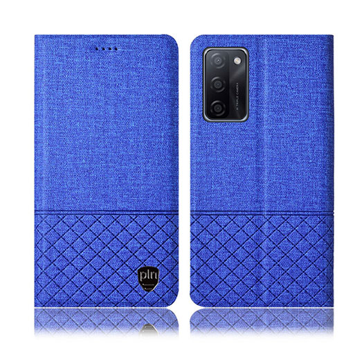 Cloth Case Stands Flip Cover H13P for Oppo A55S 5G Blue