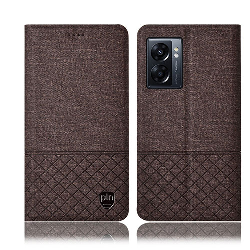 Cloth Case Stands Flip Cover H13P for Oppo A56S 5G Brown