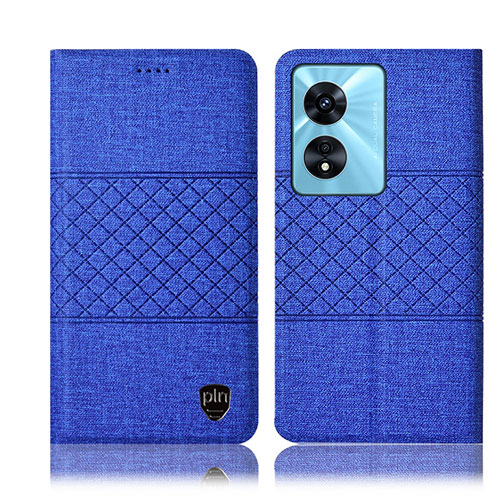 Cloth Case Stands Flip Cover H13P for Oppo A58 5G Blue