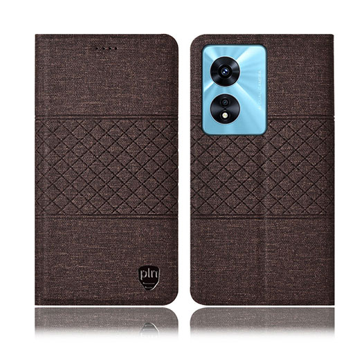 Cloth Case Stands Flip Cover H13P for Oppo A58 5G Brown