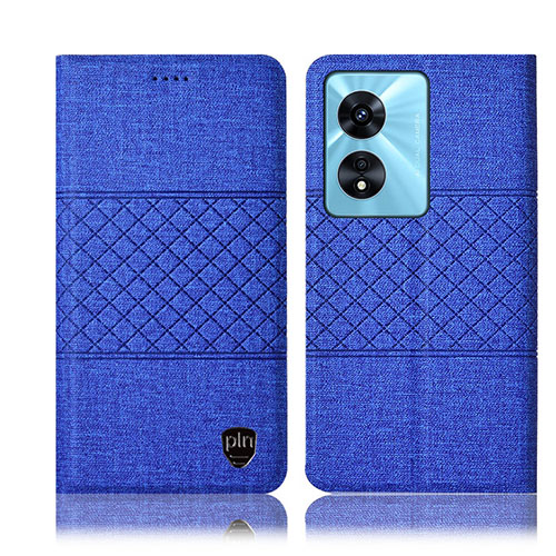 Cloth Case Stands Flip Cover H13P for Oppo A58x 5G Blue