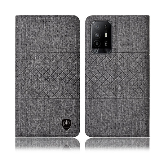 Cloth Case Stands Flip Cover H13P for Oppo A94 5G Gray