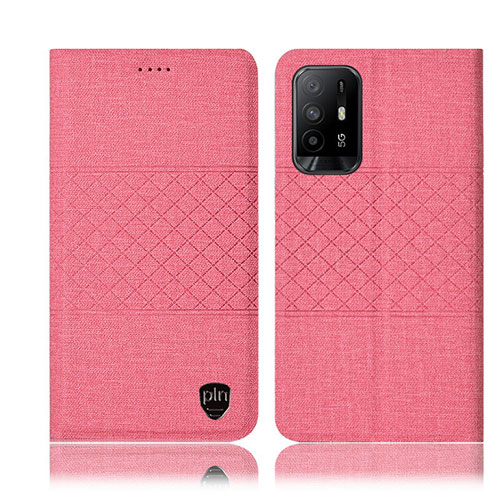 Cloth Case Stands Flip Cover H13P for Oppo A94 5G Pink