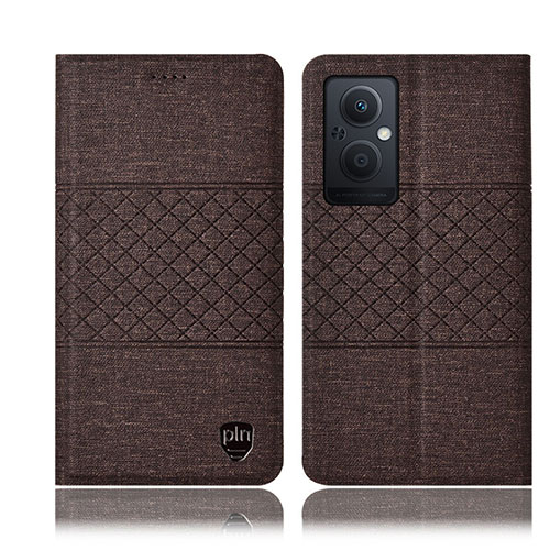 Cloth Case Stands Flip Cover H13P for Oppo A96 5G Brown