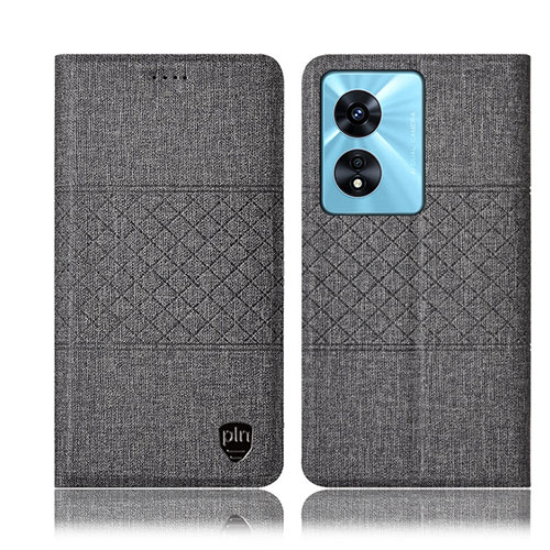 Cloth Case Stands Flip Cover H13P for Oppo A98 5G Gray