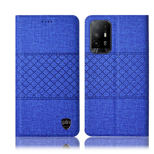 Cloth Case Stands Flip Cover H13P for Oppo F19 Pro+ Plus 5G Blue