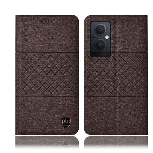 Cloth Case Stands Flip Cover H13P for Oppo F21 Pro 5G Brown