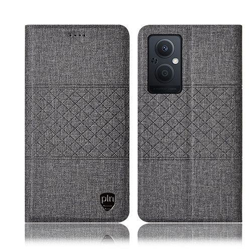 Cloth Case Stands Flip Cover H13P for Oppo F21s Pro 5G Gray