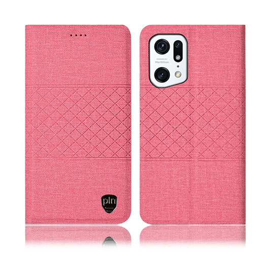 Cloth Case Stands Flip Cover H13P for Oppo Find X5 5G Pink