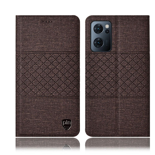 Cloth Case Stands Flip Cover H13P for Oppo Find X5 Lite 5G Brown